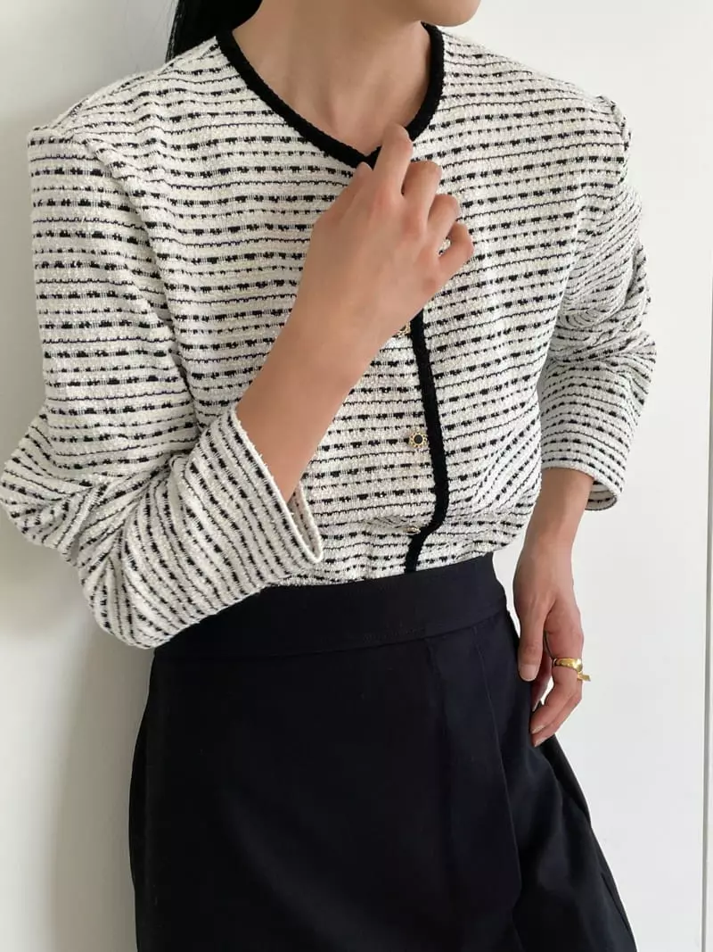 Very - Korean Women Fashion - #momslook - Autumn Stripes Cardigan - 2