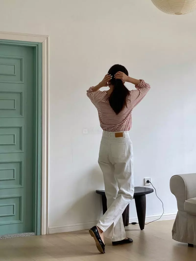 Very - Korean Women Fashion - #momslook - Twit Stripes Tee - 2