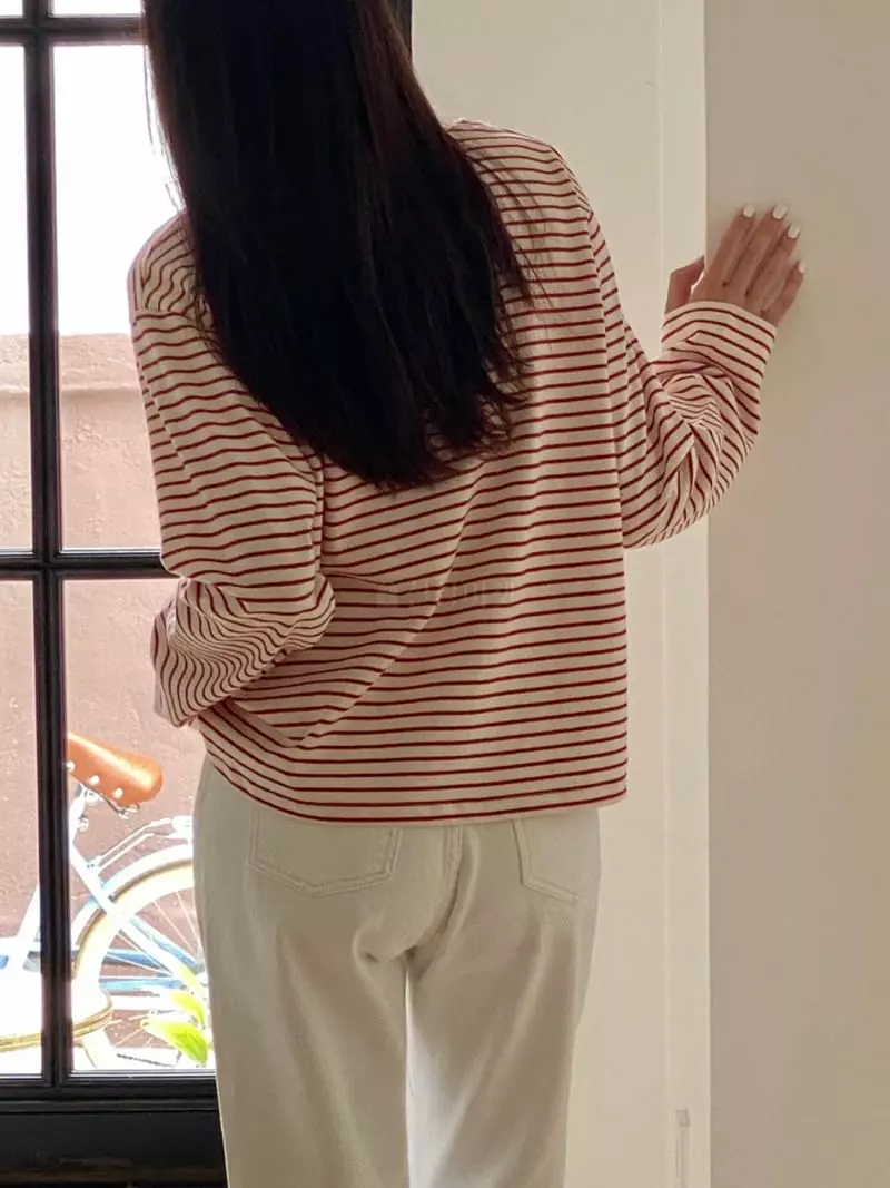 Very - Korean Women Fashion - #womensfashion - Twit Stripes Tee - 4