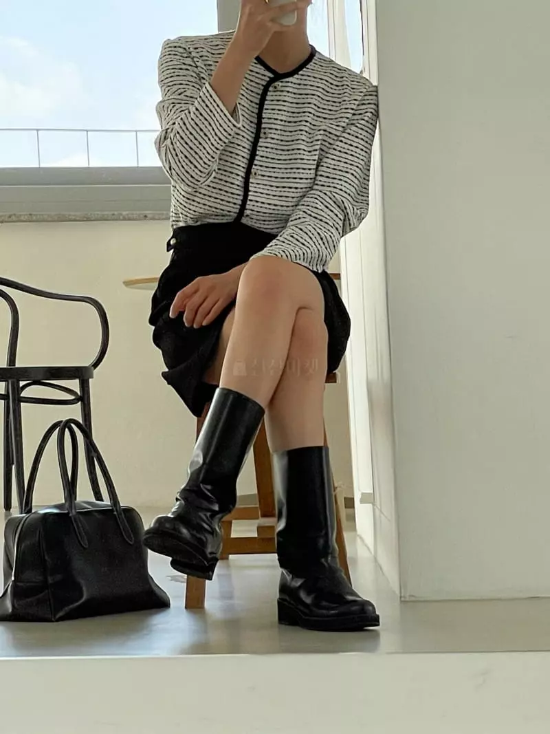 Very - Korean Women Fashion - #womensfashion - Autumn Stripes Cardigan - 4