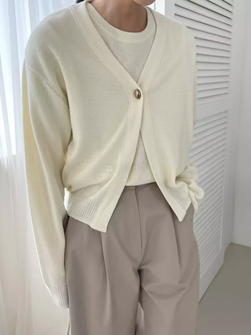 Very - Korean Women Fashion - #vintagekidsstyle - Less One Button Cardigan - 10