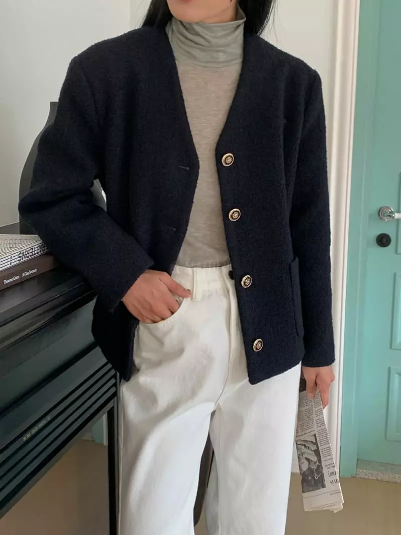 Very - Korean Women Fashion - #womensfashion - No Collar Jacket - 6