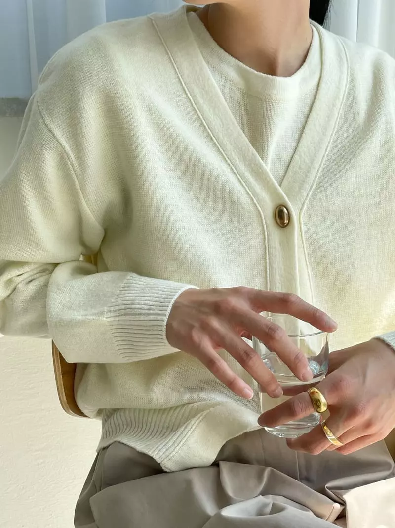 Very - Korean Women Fashion - #womensfashion - Less One Button Cardigan - 2