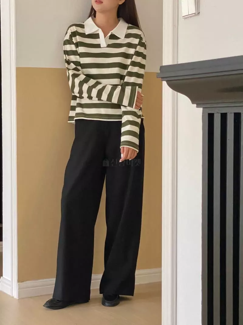 Very - Korean Women Fashion - #momslook - Biscit Stripes Tee - 4