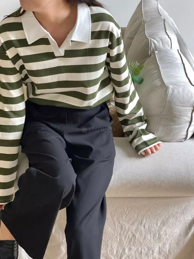 Very - Korean Women Fashion - #womensfashion - Biscit Stripes Tee - 6