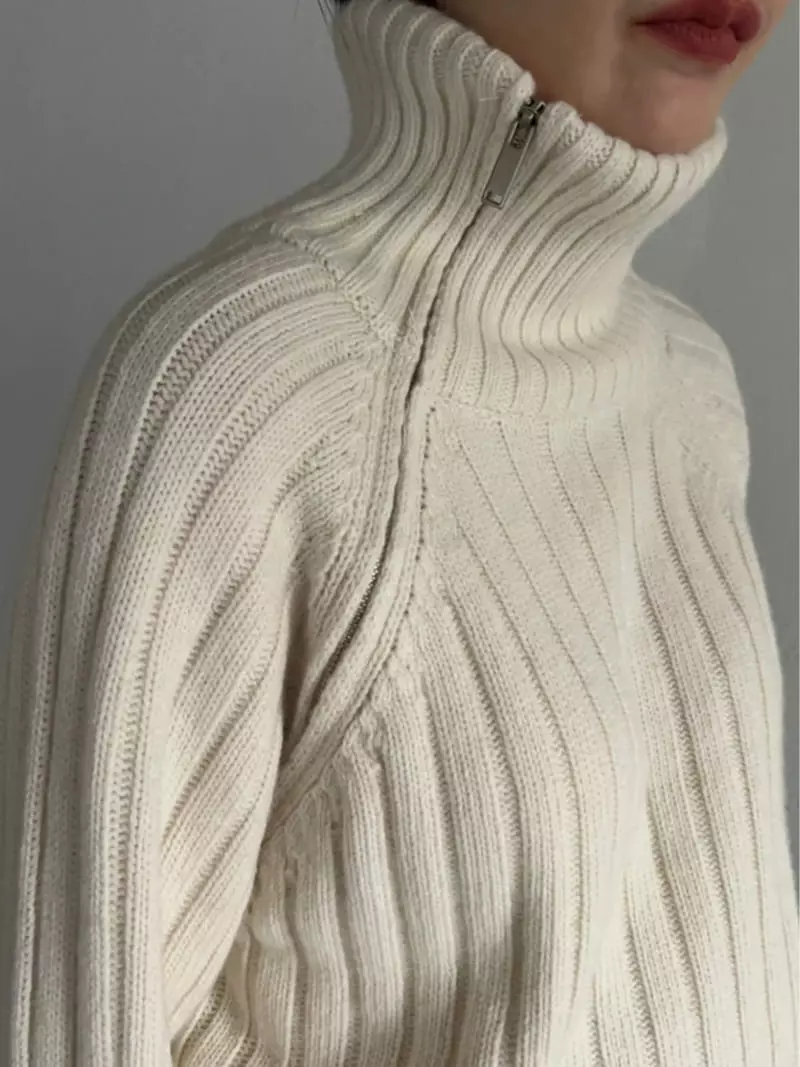Vestire - Korean Women Fashion - #momslook - Side Zipper Knit Tee - 7