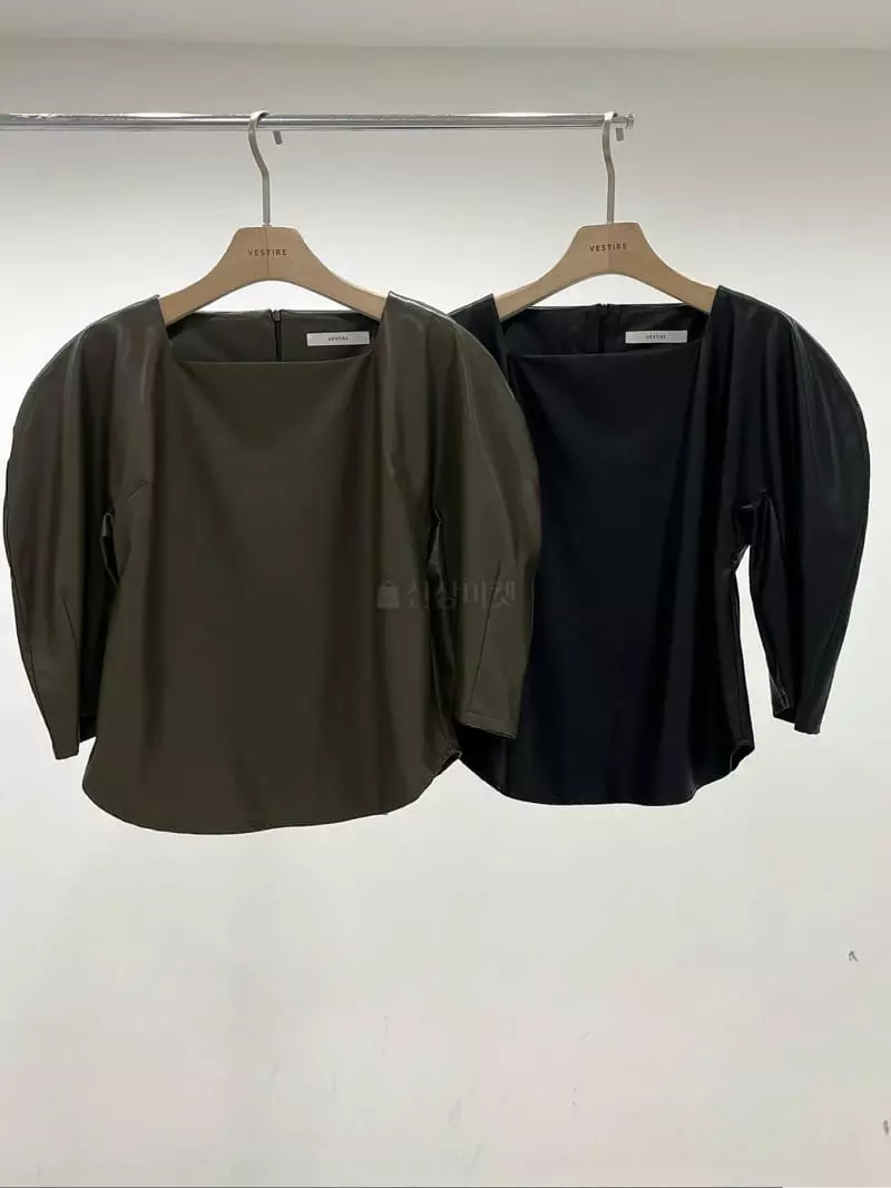 Vestire - Korean Women Fashion - #momslook - Balloon Leather Blouse - 10