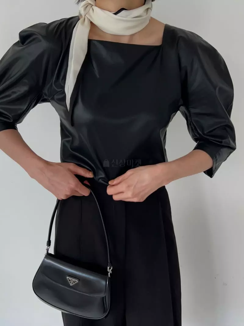 Vestire - Korean Women Fashion - #momslook - Balloon Leather Blouse - 6