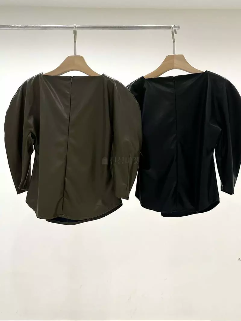 Vestire - Korean Women Fashion - #womensfashion - Balloon Leather Blouse - 11