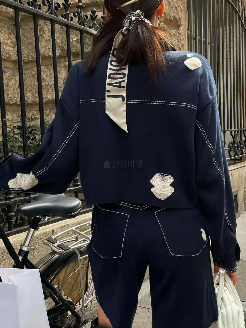 Vetiver - Korean Women Fashion - #momslook - Knit Denim Set - 3