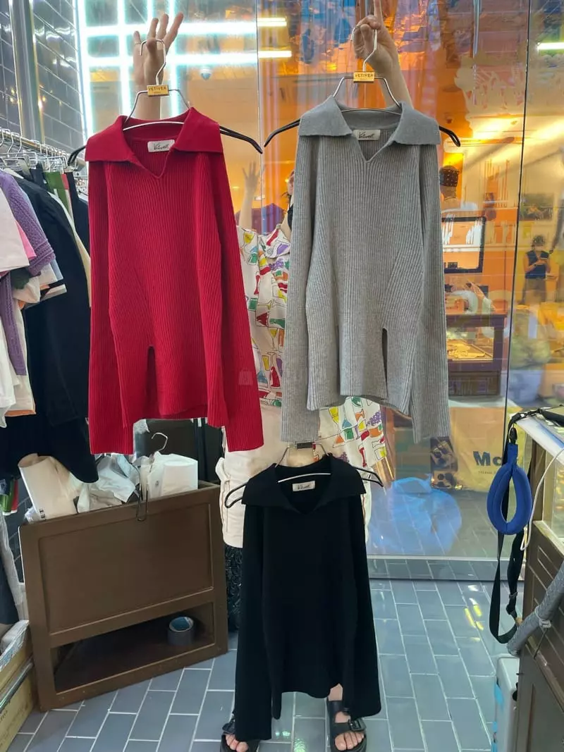 Vetiver - Korean Women Fashion - #momslook - Slit Round tee - 4