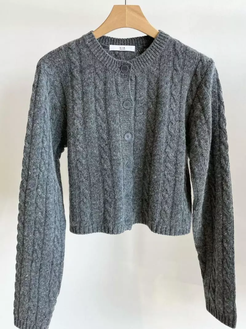 Via - Korean Women Fashion - #momslook - Cable Cardigan