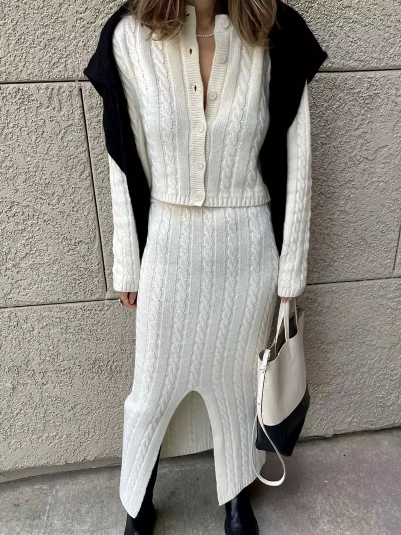 Via - Korean Women Fashion - #momslook - Cable Cardigan - 5
