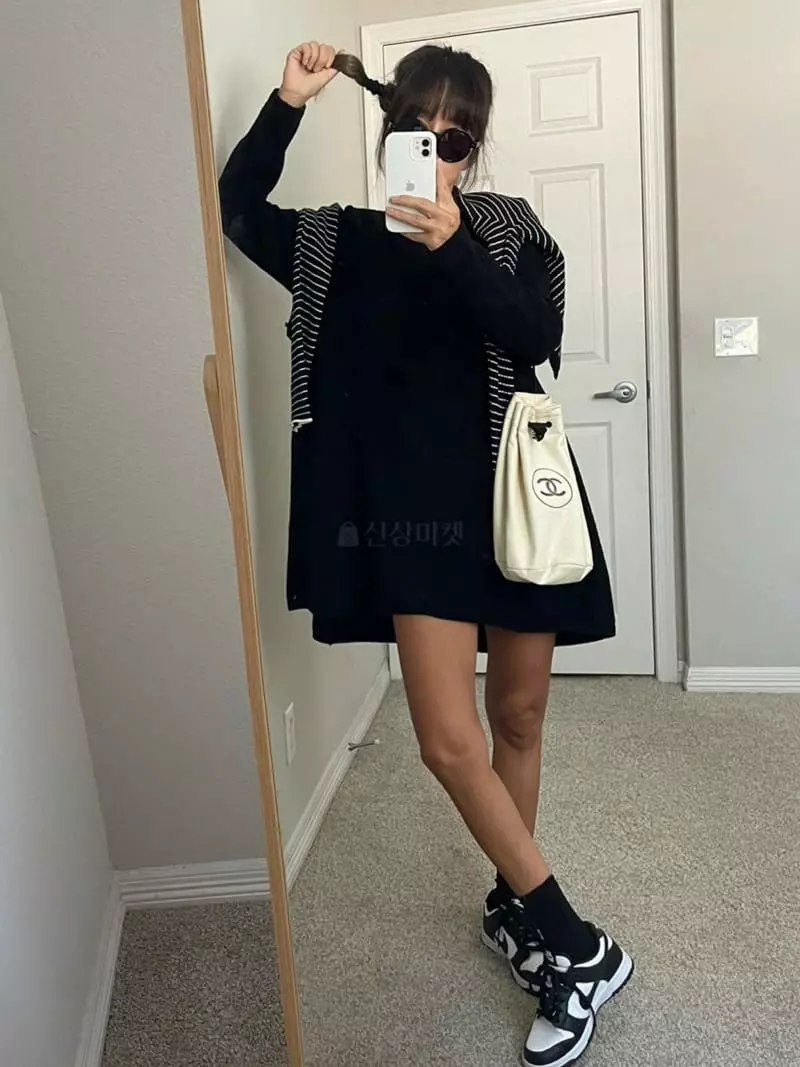 Via - Korean Women Fashion - #restrostyle - Whole Knit One-piece - 7