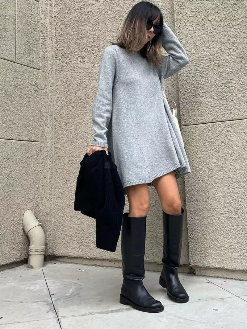 Via - Korean Women Fashion - #womensfashion - Whole Knit One-piece - 4