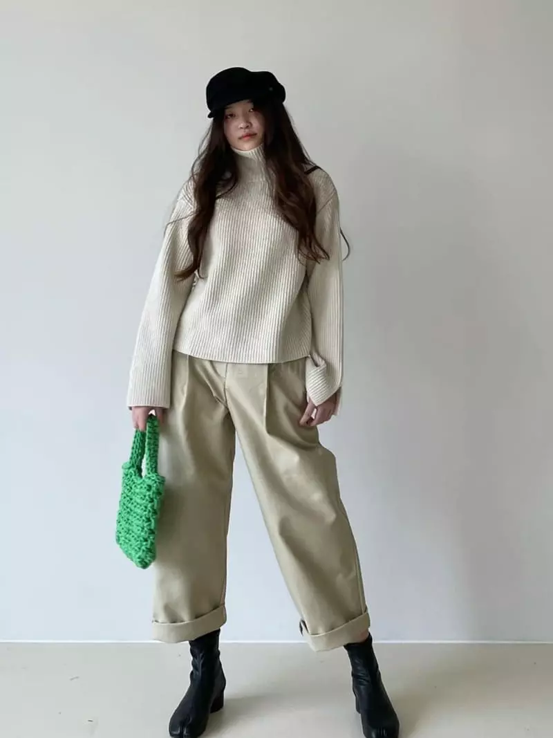 Via - Korean Women Fashion - #womensfashion - Slit Turtleneck Tee - 10