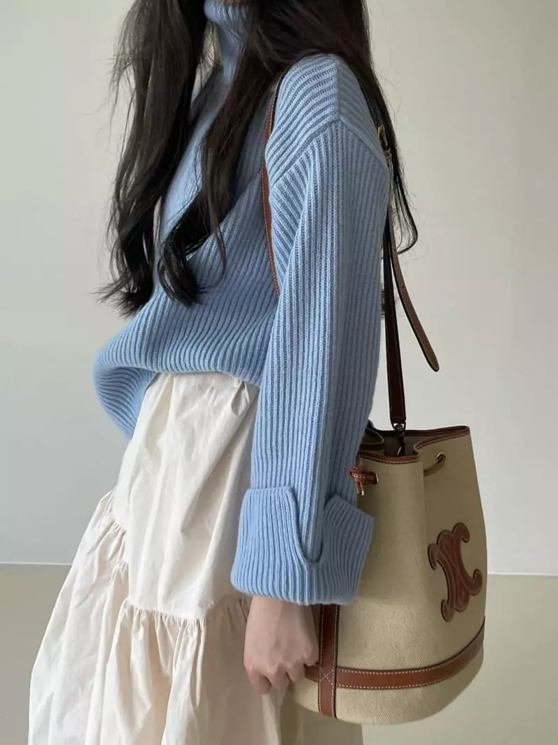 Via - Korean Women Fashion - #womensfashion - Slit Turtleneck Tee - 6