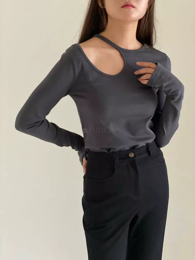 Villabutton - Korean Women Fashion - #momslook - Unbal Whole Tee - 11