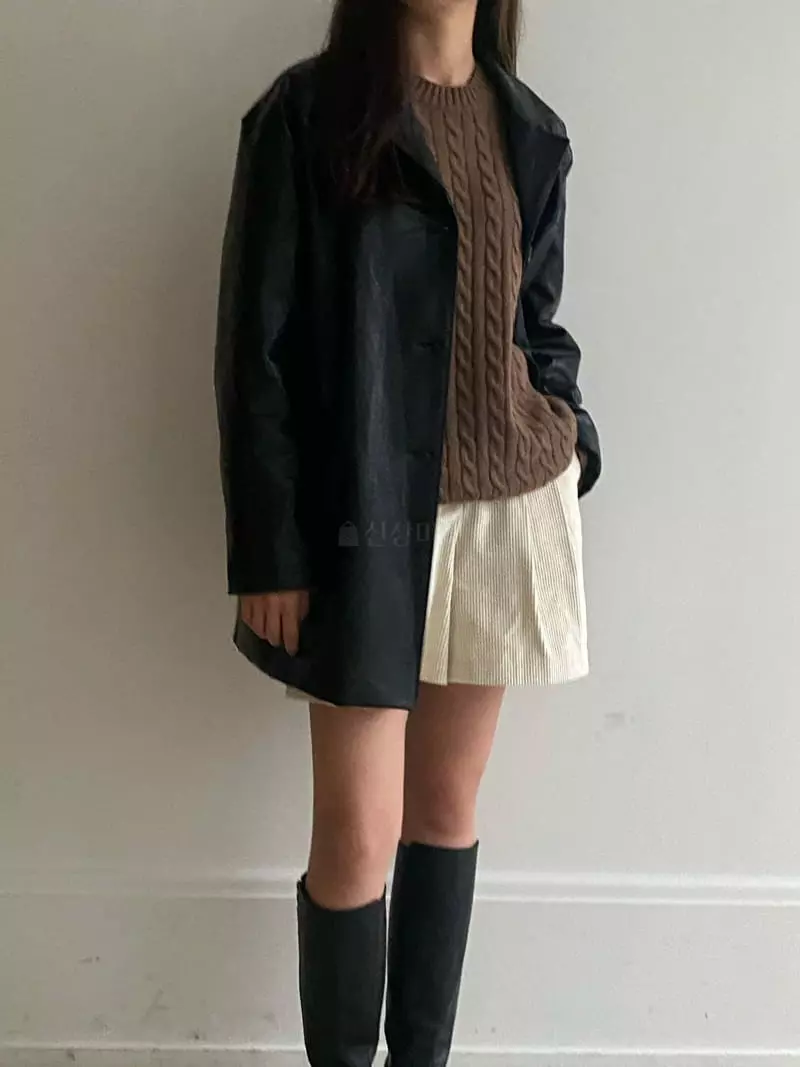 Villabutton - Korean Women Fashion - #momslook - Leather Jacket