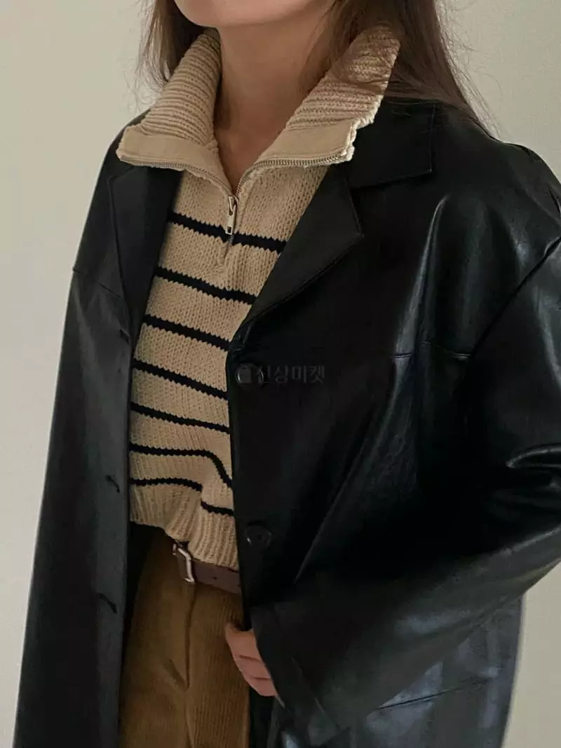 Villabutton - Korean Women Fashion - #momslook - Leather Jacket - 5