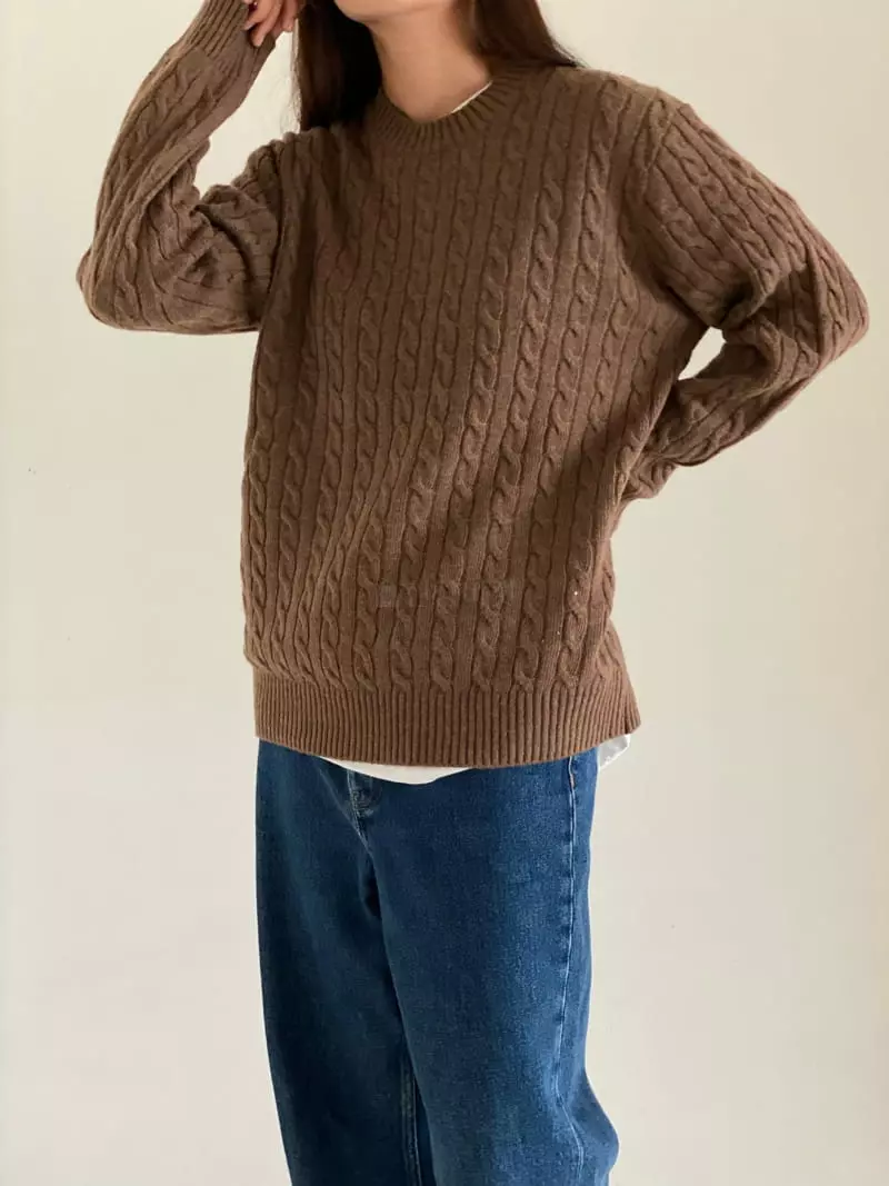 Villabutton - Korean Women Fashion - #momslook - Twist Round Knit Tee - 10