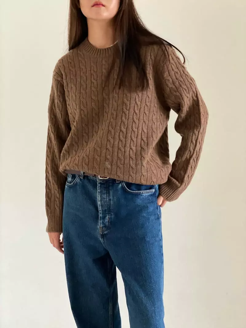 Villabutton - Korean Women Fashion - #momslook - Twist Round Knit Tee - 12