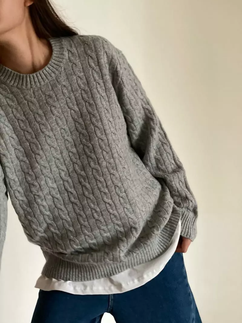 Villabutton - Korean Women Fashion - #momslook - Twist Round Knit Tee - 2