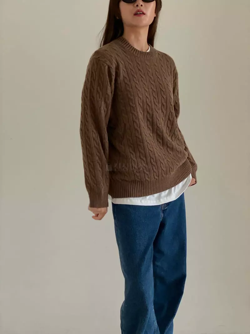 Villabutton - Korean Women Fashion - #momslook - Twist Round Knit Tee - 6