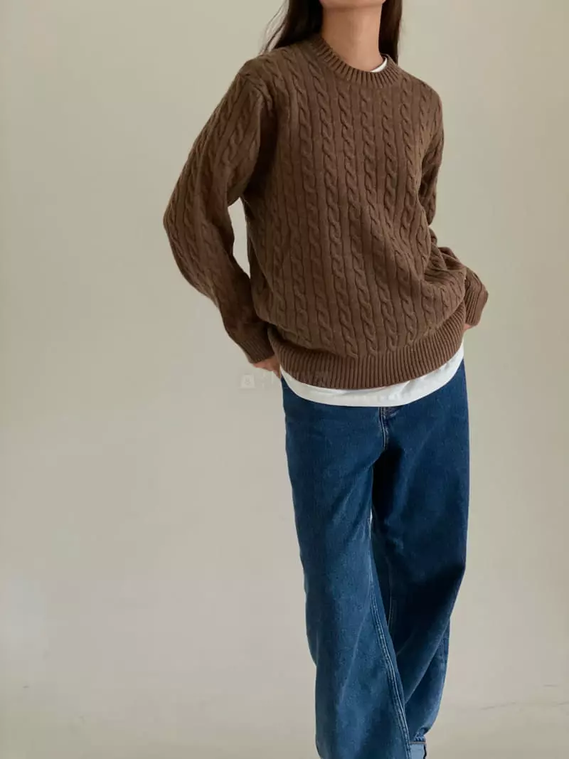 Villabutton - Korean Women Fashion - #momslook - Twist Round Knit Tee - 8