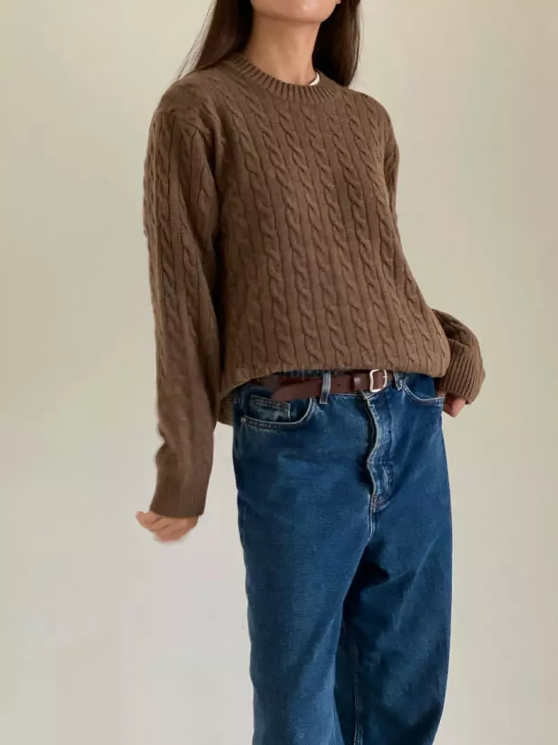 Villabutton - Korean Women Fashion - #womensfashion - Twist Round Knit Tee - 11