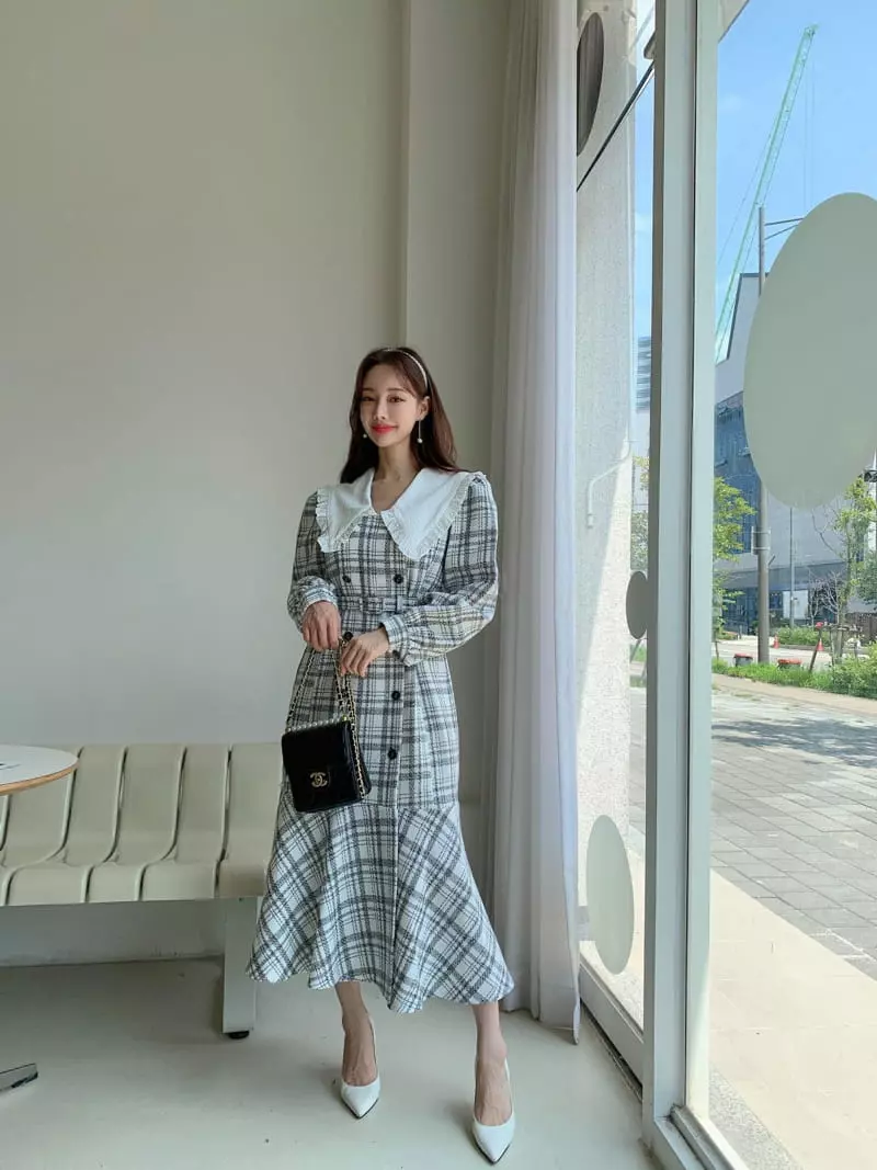 Vincent - Korean Women Fashion - #momslook - Check One-piece - 10