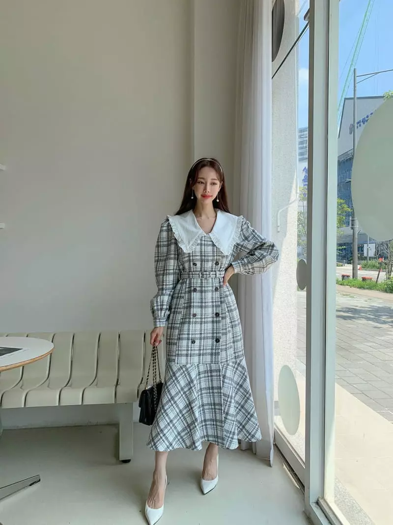 Vincent - Korean Women Fashion - #momslook - Check One-piece - 8