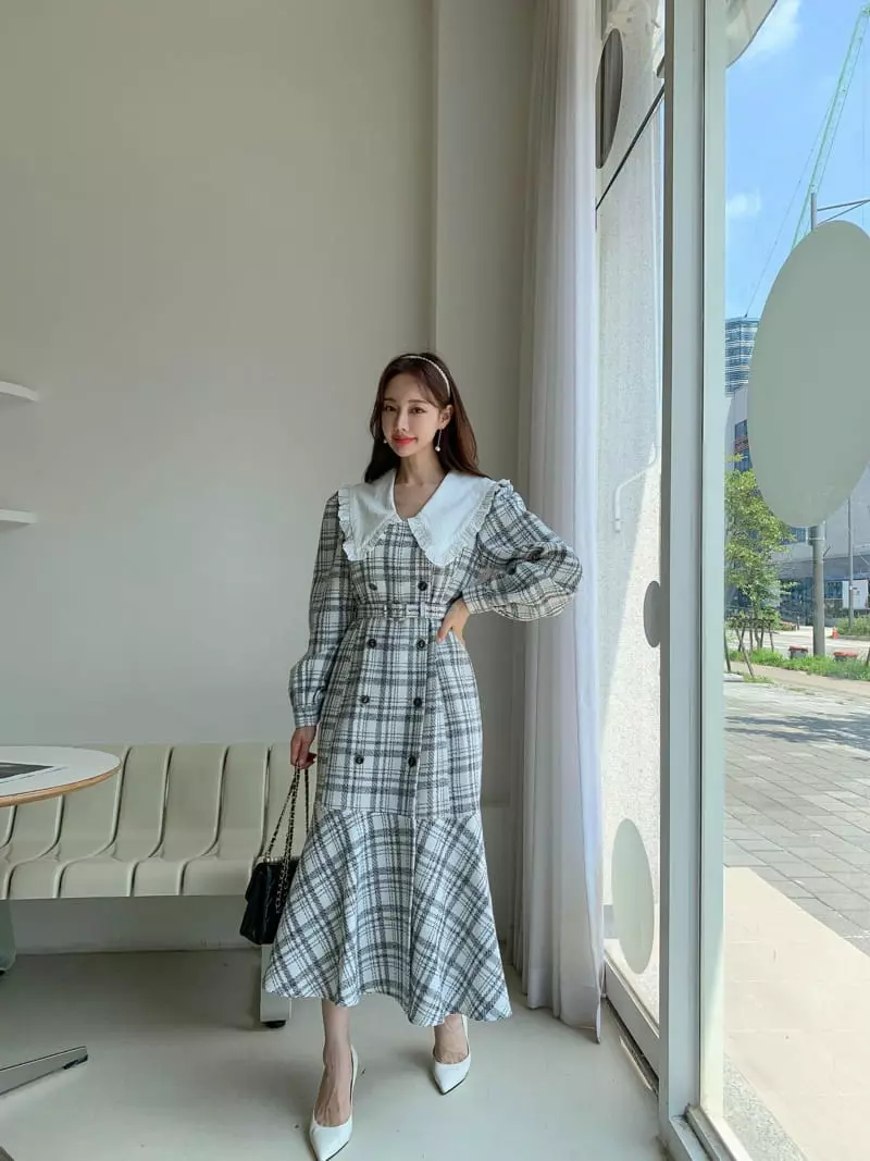 Vincent - Korean Women Fashion - #thatsdarling - Check One-piece - 2