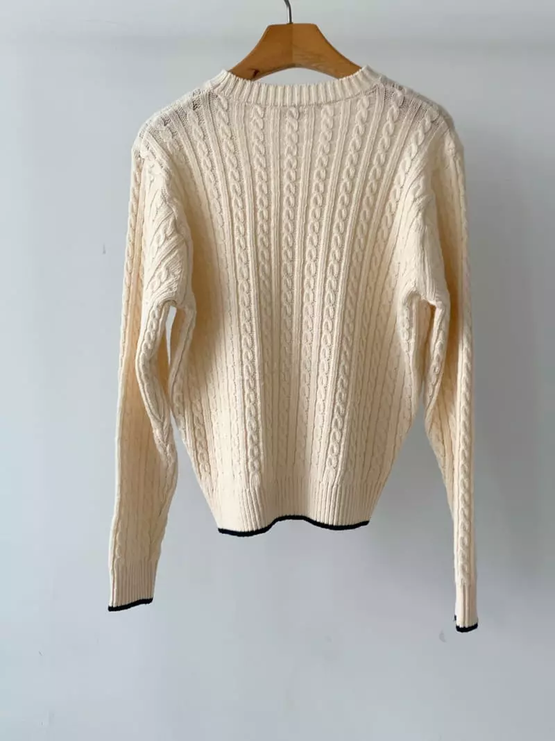 Vineyard - Korean Women Fashion - #momslook - Color Cable Knit Tee - 11