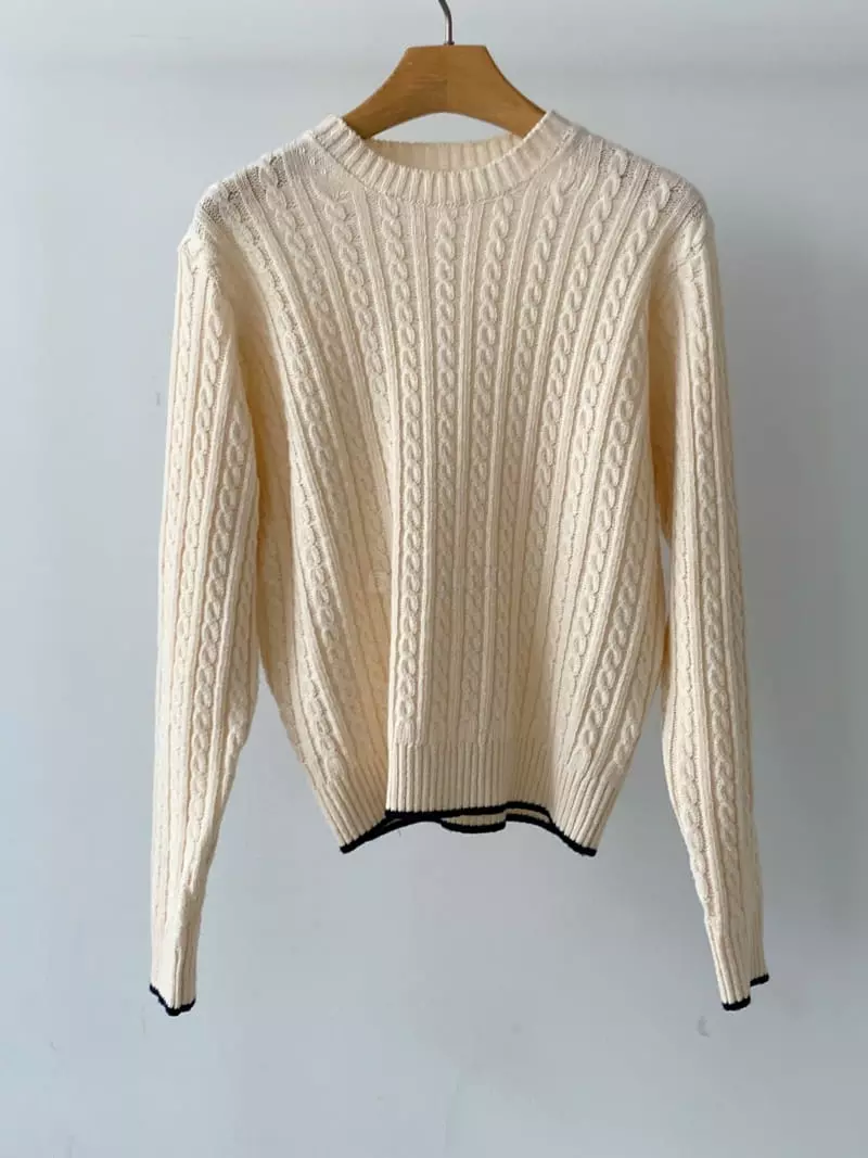 Vineyard - Korean Women Fashion - #momslook - Color Cable Knit Tee - 9