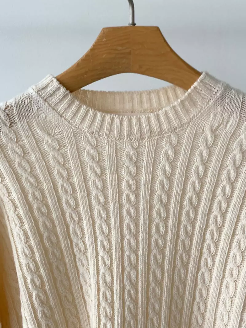 Vineyard - Korean Women Fashion - #womensfashion - Color Cable Knit Tee - 10