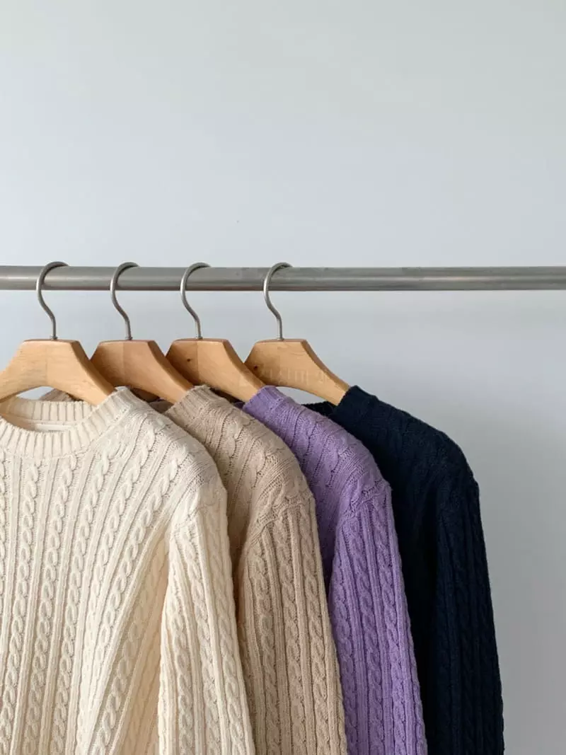 Vineyard - Korean Women Fashion - #womensfashion - Color Cable Knit Tee - 12