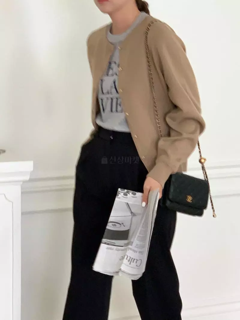 Vineyard - Korean Women Fashion - #womensfashion - Boat Neck Cardigan - 3