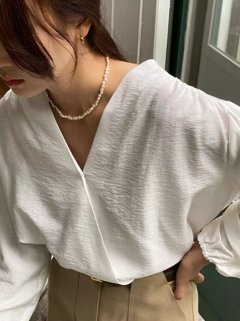 Vineyard - Korean Women Fashion - #momslook - From Wrap Blouse - 4