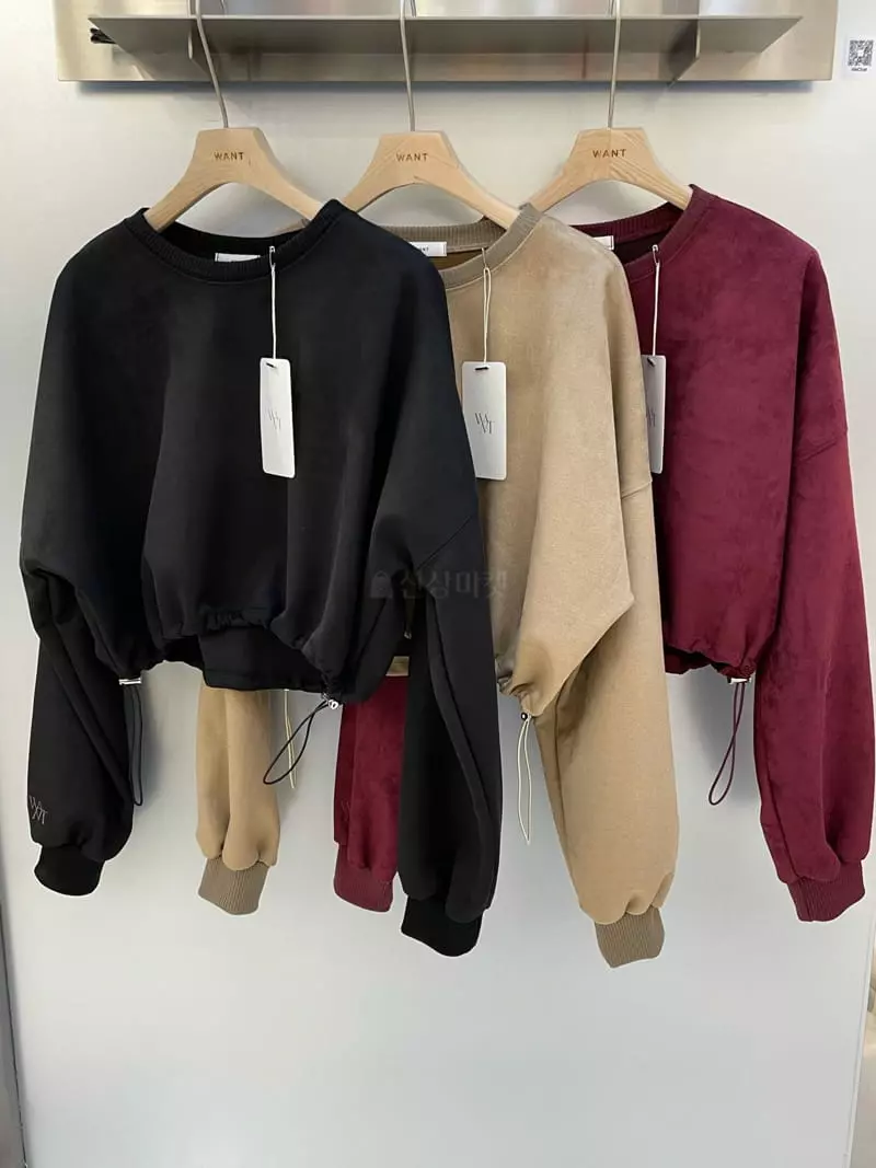 Want - Korean Women Fashion - #momslook - Suede Sweatshirt