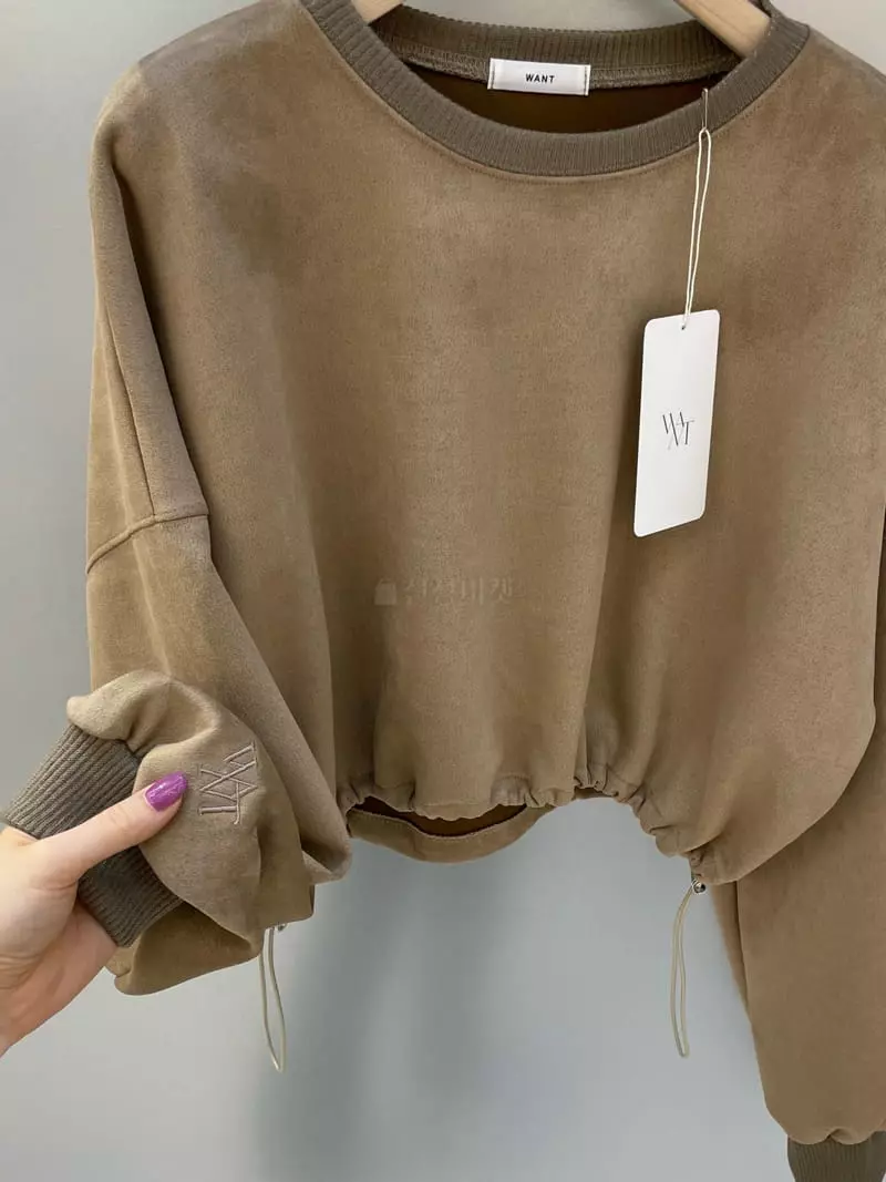 Want - Korean Women Fashion - #momslook - Suede Sweatshirt - 6
