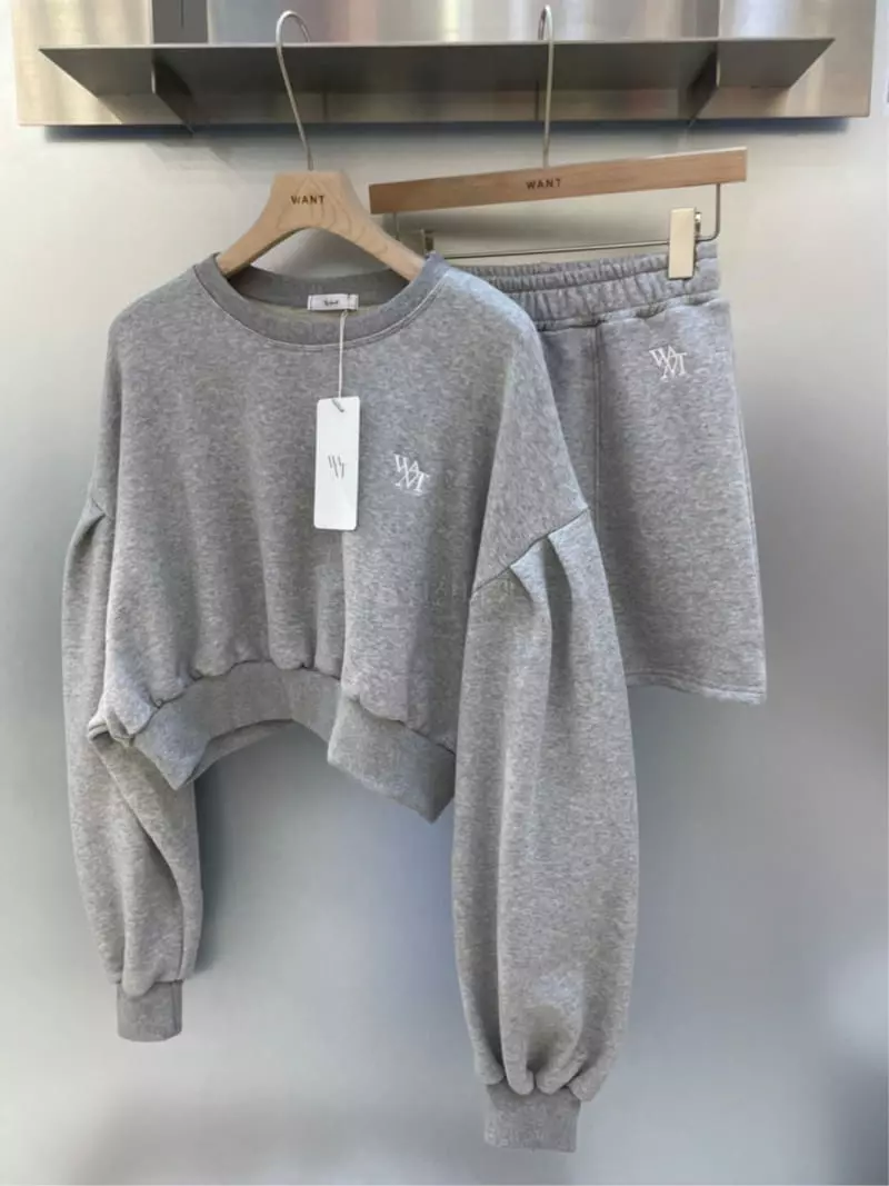 Want - Korean Women Fashion - #thatsdarling - Crop Terry Set - 4