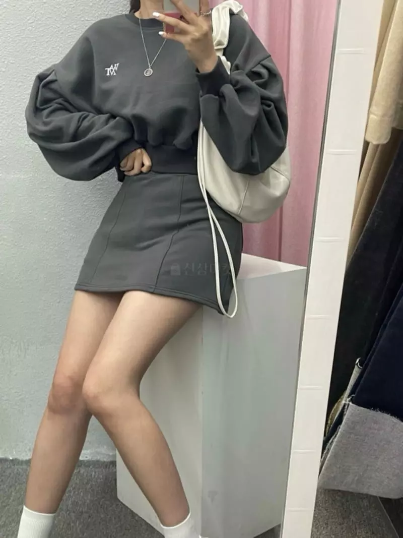 Want - Korean Women Fashion - #womensfashion - Crop Terry Set - 6