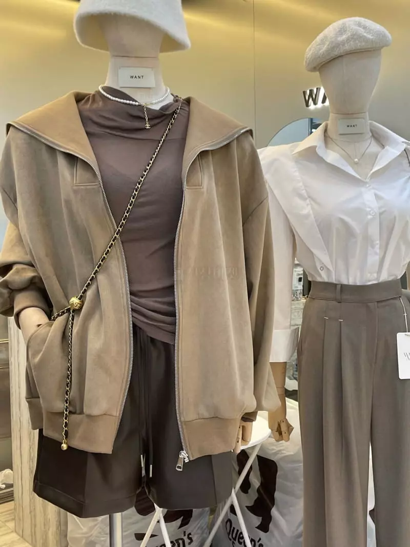 Want - Korean Women Fashion - #womensfashion - Suede Zip-up