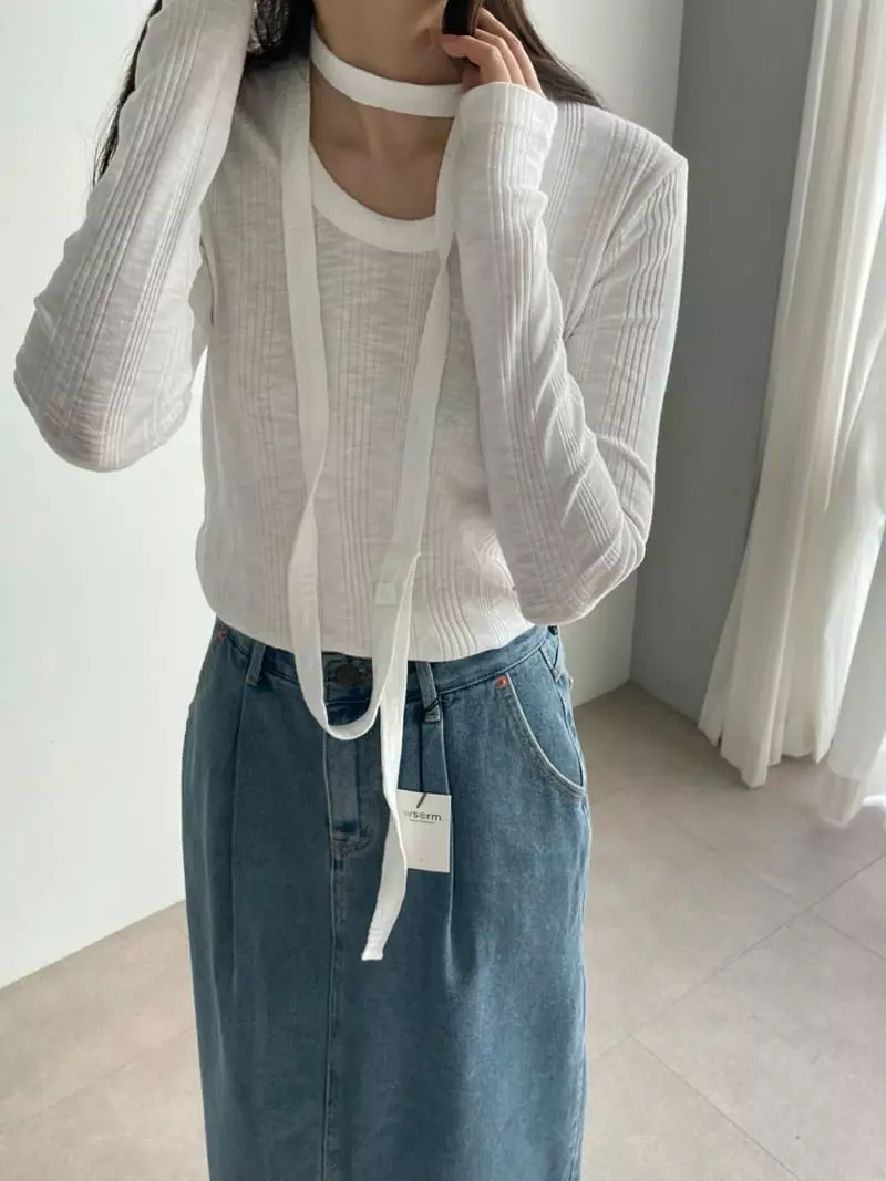 Washingroom - Korean Women Fashion - #womensfashion - Tie Tee - 4