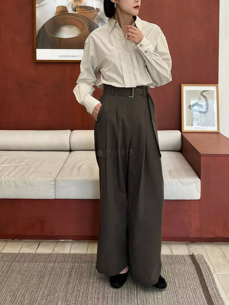Waterbar - Korean Women Fashion - #momslook - Single Belt Pants - 2