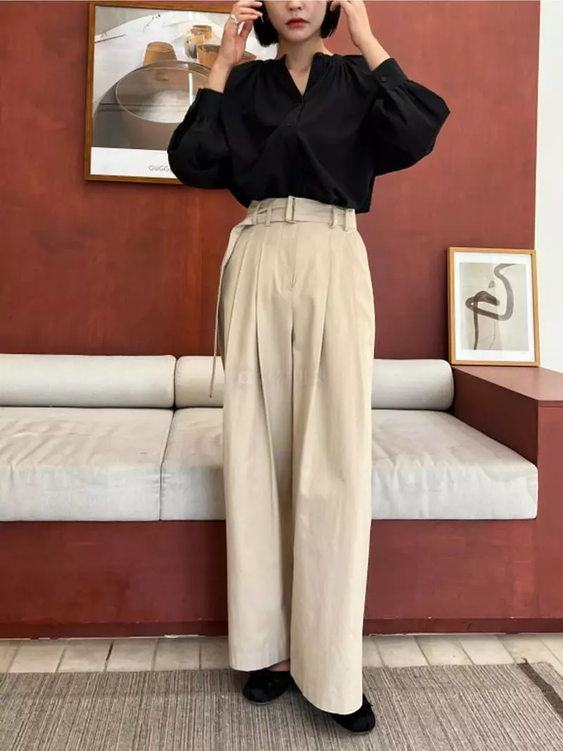 Waterbar - Korean Women Fashion - #momslook - Single Belt Pants - 4