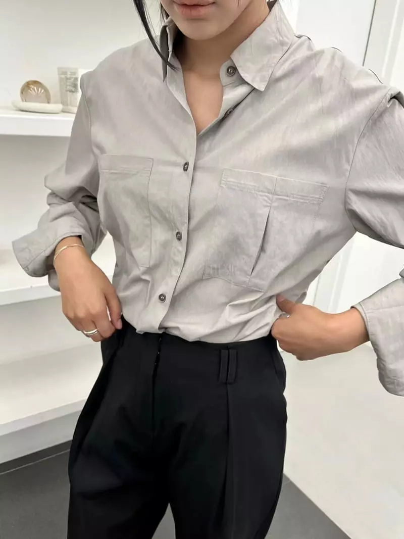 Waterbar - Korean Women Fashion - #momslook - Os Pocket Shirt - 2