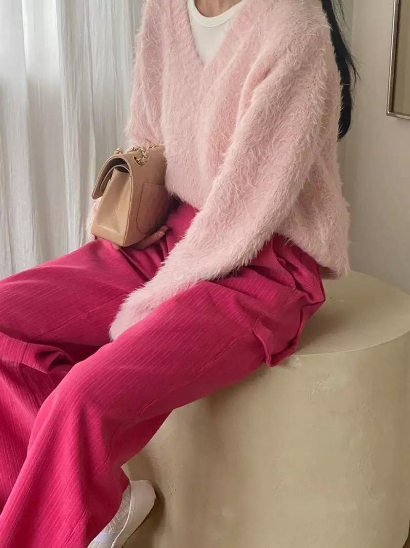 We Are - Korean Women Fashion - #momslook - Lime Knit Tee - 2