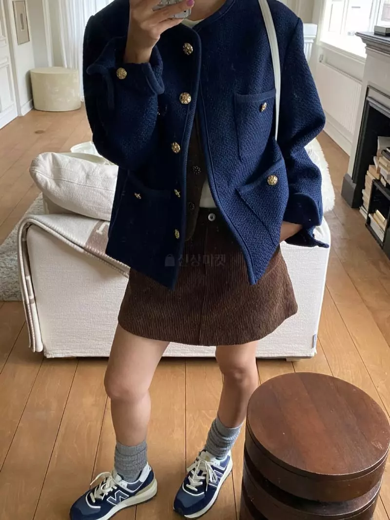 We Are - Korean Women Fashion - #restrostyle - Crunch Twid Jacket - 2